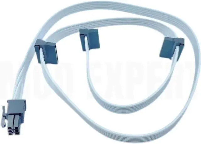 Alt view image 2 of 6 - JAENFONG White 6Pin to 3 SATA Angled SSD HDD Power Cable for Seasonic PRIME SnowSilent 750W Titanium/ 650W Platinum/ 550W Gold PSU 18AWG