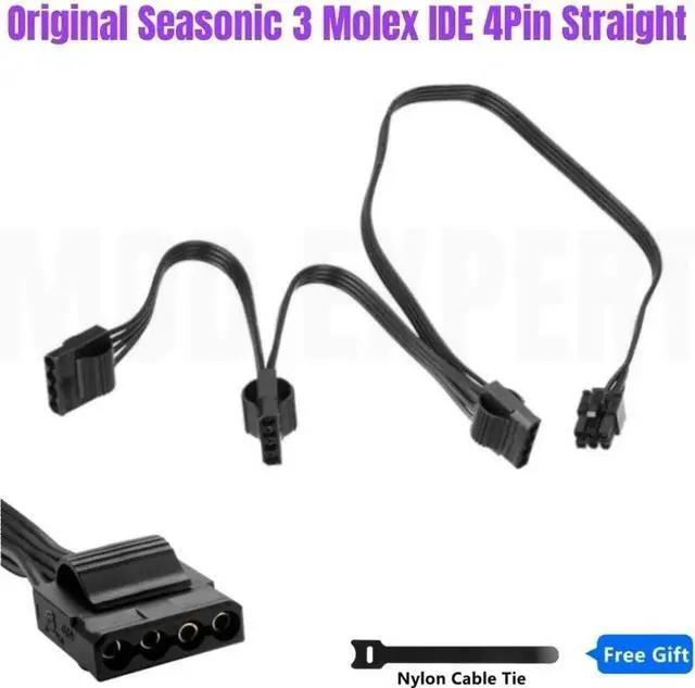 Main image of Original Seasonic 3 Molex IDE 4Pin Peripheral Modular Power Cable for Seasonic PRIME Ultra 1000W 850W 750W 650W 550W GOLD Power