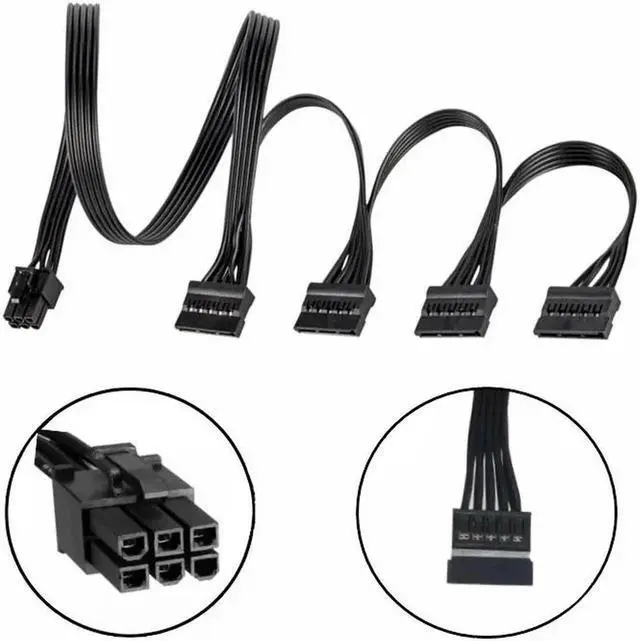 Alt view image 2 of 6 - JAENFONG Original Seasonic 6Pin to 4 SATA Straight HDD SSD Power Cable for Seasonic SGX 750W 650W 550W 500W 450W Modular Power Supply