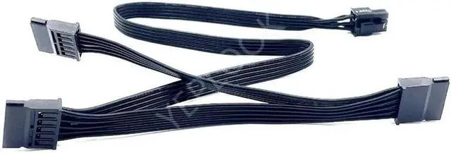 Alt view image 3 of 6 - AX1600i 6Pin to 3x SATA Riser Card Hard Drive SSD HDD Power Cable 50+15+15CM 18AWG for CORSAIR Type 3 & 4 Modular Power Supply