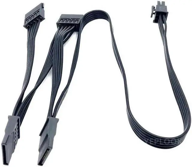 Alt view image 4 of 6 - JAENFONG Original 6Pin to 4 SATA Straight HDD SSD Power Cable for CORSAIR RM650x RM750x RM850x RM1000x Modular PSU 18AWG 50+15+15+15CM