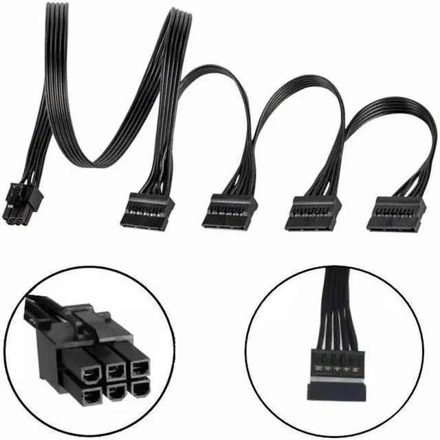 Alt view image 2 of 6 - JAENFONG Original Seasonic 4 SATA Straight SSD HDD Modular Power Cable for Seasonic PRIME 1000W, 850W, 750W, 650W Titanium Power Supply
