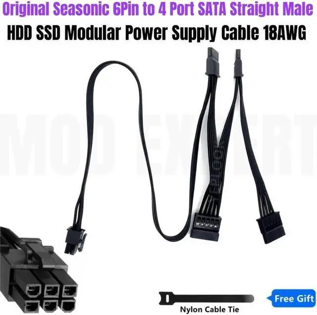 Main image of JAENFONG Original Seasonic 4 SATA Straight HDD SSD Power Cable for Seasonic FOCUS PLUS 1000W 850W 750W 650W 550W GOLD Modular Power Unit