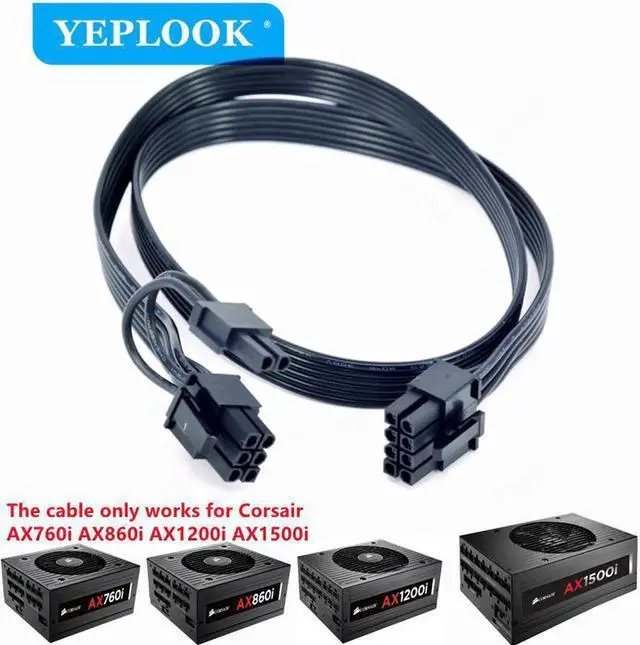 Main image of JAENFONG PCIe 8Pin to 8Pin 6+2Pin GPU Power Supply Cable For Corsair AX760i/AX860i/AX1200i/AX1500i AXi Series Full Modular PSU 18AWG 60CM