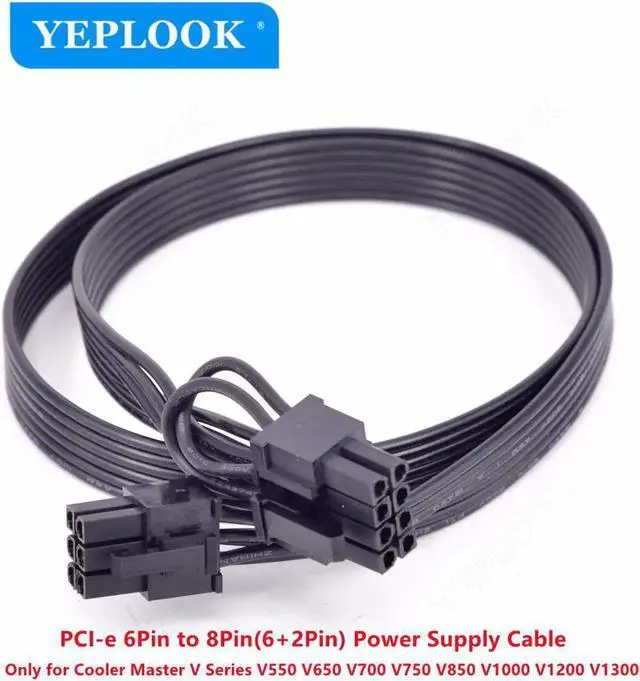 Alt view image 2 of 4 - JAENFONG PCIe 6Pin to 8Pin 6+2Pin GPU Power Cable 60CM 18AWG For Cooler Master V850 V1000 V1300 PLATINUM Full-Modular Power Supply