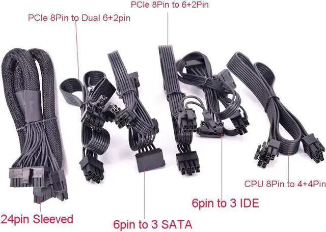 Alt view image 2 of 7 - JAENFONG 12pin to Dual 6+2Pin PCI express Power supply Cable 2 PCIe 8pin Multi-GPU Modular Power For Corsair AX series AX850 AX750 AX650