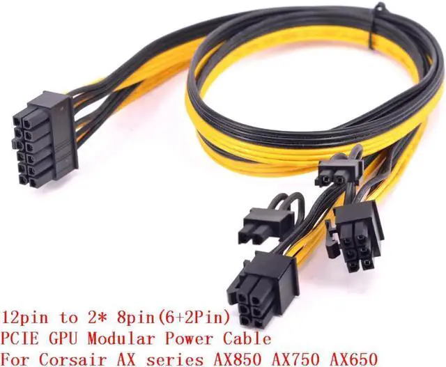 Main image of JAENFONG 12pin to Dual 6+2Pin PCI express Power supply Cable 2 PCIe 8pin Multi-GPU Modular Power For Corsair AX series AX850 AX750 AX650