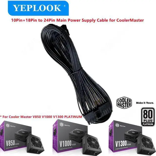 Main image of JAENFONG 10Pin+18Pin to 24Pin 20+4Pin Main Power Cable Flat 60cm For Cooler Master V850 V1000 V1300 PLATINUM Full-Modular Power Supply