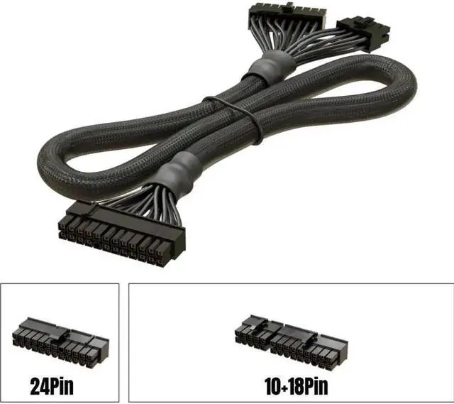 Alt view image 6 of 6 - JAENFONG Original SEASONIC Platinum 18+10Pin to 24Pin ATX Main Power Cable for P Series 1200W 1050W 860W 760W 660W Modular PSU 60CM 18AWG