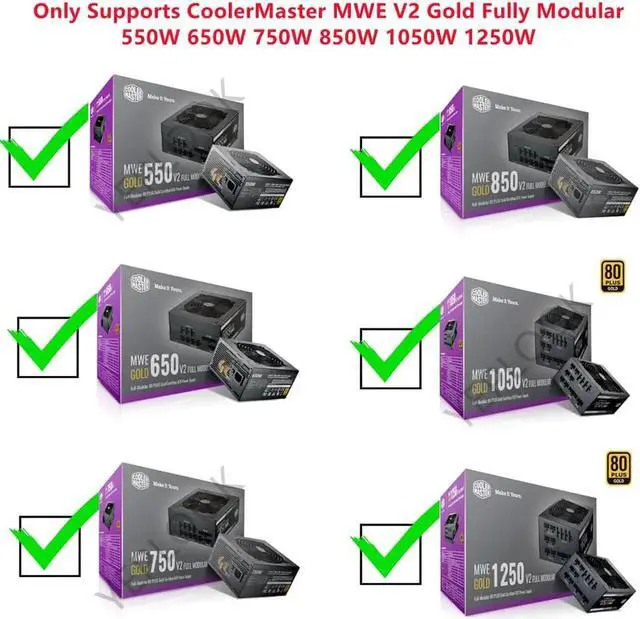 Alt view image 5 of 6 - JAENFONG PCIe 8Pin to 2x8Pin (6+2Pin) GPU Power Cable, 60+20CM 18AWG High Durability Cable, Compatible with CoolerMaster GX/MWE V2 Series (GX550, GX650, GX750, GX850, GX1050, GX1250) for Graphics Card