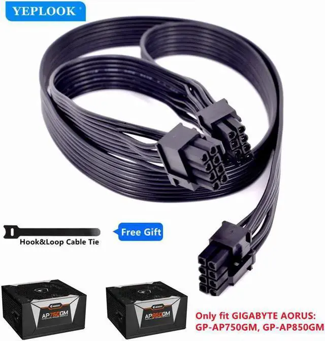 Main image of JAENFONG PCIe 8Pin to Dual 8Pin (6+2Pin) GPU Cable 60+20CM 18AWG For GIGABYTE AORUS P750W GP-AP750GM, P850W GP-AP850GM Gold Fully Modular