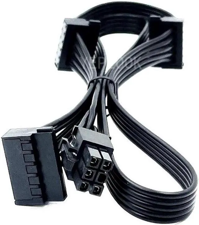 Alt view image 5 of 6 - JAENFONG 6Pin to 3 SATA Elbow HDD Hard Drive SSD Power Cable for CORSAIR CX430 CX450 CX500 CX600 CX650 CX750 Modular PSU 18AWG 50+15+15CM