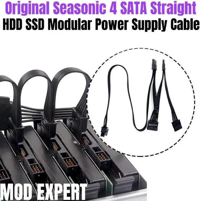 Alt view image 4 of 6 - JAENFONG Original Seasonic 6Pin to 4 SATA Straight HDD SSD Power Cable for Seasonic SnowSilent 750W 1050W 1250W Modular Power Supply PSU