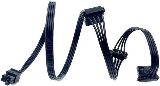 Alt view image 2 of 6 - JAENFONG 6Pin to 3 Molex IDE 4Pin Angled PATA Perif Fan Optical HDD Floppy Drive Power Cable for CORSAIR AX760i, AX860i, AX1200i, AX1500i