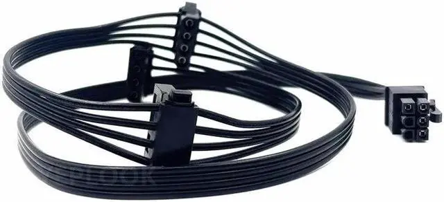 Alt view image 3 of 6 - JAENFONG 6Pin to 3 Molex IDE PATA Perif 4Pin Angled HDD Floppy Drive Fan Power Cable for CORSAIR HX650, HX750, HX850, HX1050 Modular PSU