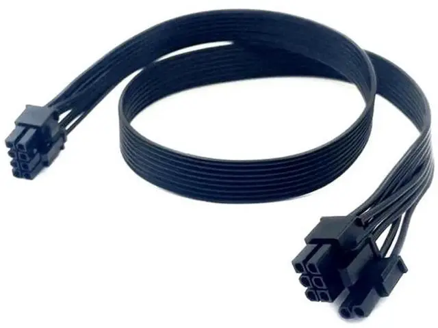 Alt view image 4 of 6 - JAENFONG  PCIe 6+2Pin GPU Power Cable for Corsair HX1200, HX1000, HX850, HX750 HX PLATINUM Modular Power, Flat Ribbon Black Cable