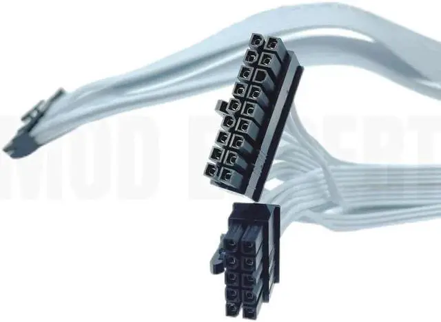 Alt view image 2 of 5 - JAENFONG White 18+10Pin to 24Pin ATX Motherboard Power Cable for Seasonic PRIME SnowSilent 750W Titanium/ 650W Platinum/ 550W Gold Power
