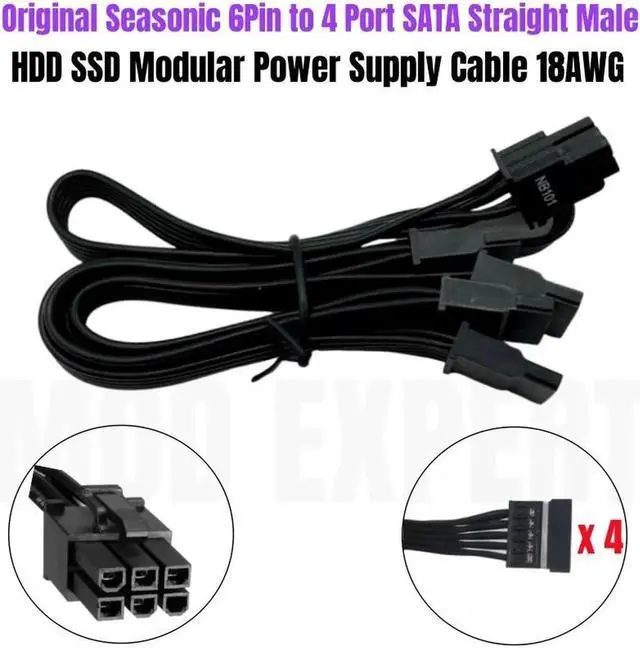 Main image of JAENFONG Original Seasonic 4 SATA Straight SSD HDD Modular Power Cable for Seasonic PRIME Ultra 1000W 850W 750W 650W 550W Platinum Power