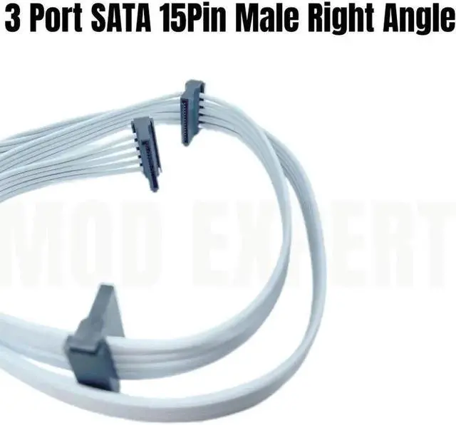 Alt view image 4 of 5 - JAENFONG 6Pin to 3 SATA Angled White Modular Power Cable for Seasonic FOCUS GX 1000W 850W 750W ATX3.0 WHITE GOLD Modular Power PSU 18AWG