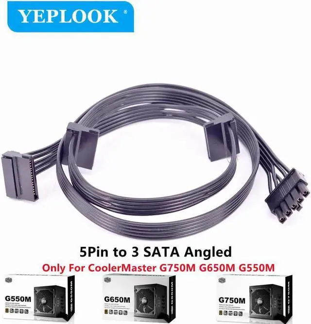 Main image of JAENFONG 5Pin to 3 Port SATA Angled Hard Driver SSD Power Supply Cable For CoolerMaster GM Series G750M G650M G550M Semi-Modular