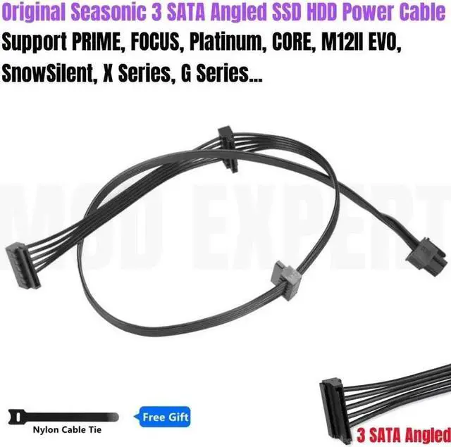 Main image of JAENFONG Original Seasonic 3 SATA Angled HDD SSD Power Cable for Seasonic G-750, G-650, G-550, G-450, G-360, G Series Modular Power Unit