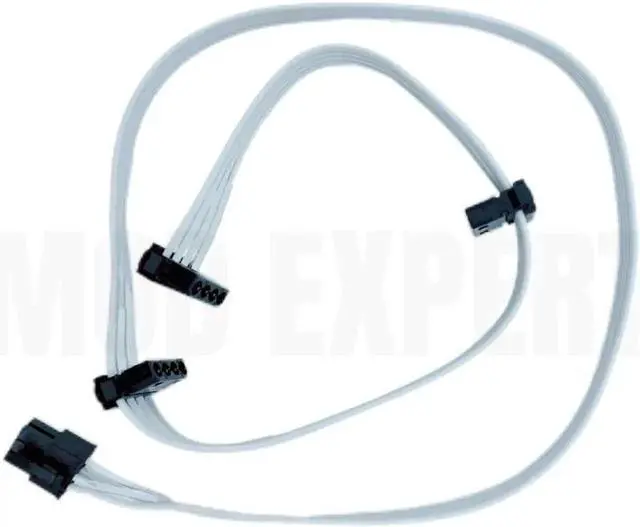 Alt view image 2 of 6 - JAENFONG White 6Pin to 3 Molex IDE 4Pin Angled PC Case Fan Modular Power Cable for Seasonic FOCUS GX 1000W 850W 750W ATX3.0 WHITE PSU