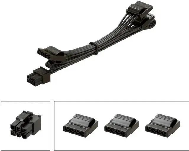Alt view image 5 of 6 - JAENFONG Original 6Pin to 3 Molex IDE 4Pin Perif Modular Power Cable for Seasonic PRIME GX-1300, GX-1000, GX-850, GX-750, GX-650 GOLD PSU