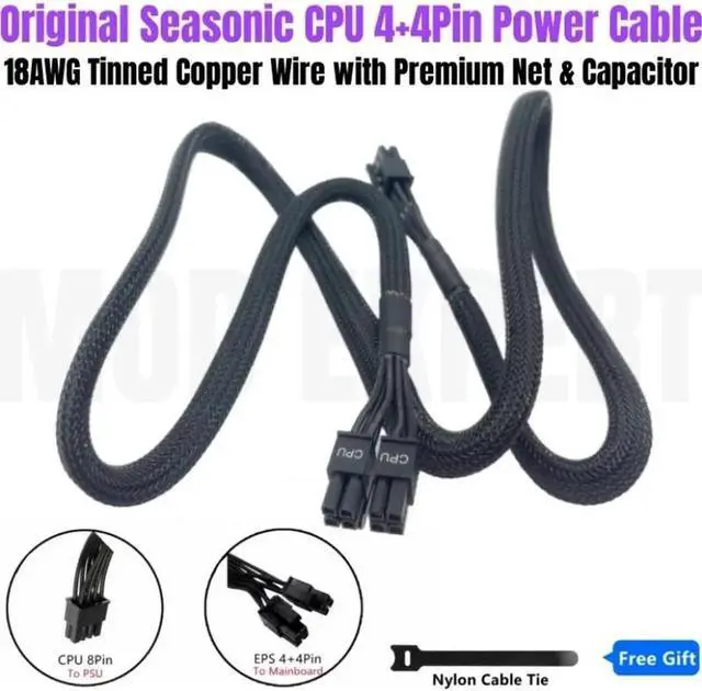 Main image of JAENFONG Original Seasonic CPU Power Cable 8Pin to 4+4Pin for M12II EVO 80+ Bronze Modular PSU SS-520GM2, SS-620GM2, SS-750AM2, SS-850AM2