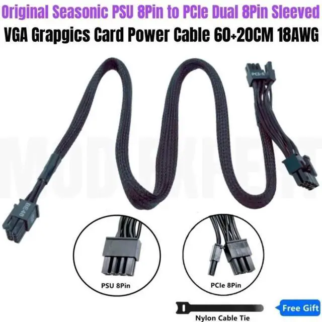 Main image of JAENFONG Original SEASONIC FOCUS PSU 8Pin to Dual 8Pin 6+2Pin PCIe VGA Modular Power Cable Net for SSR-750SGX, SSR-650SGX, 550SGX, 500SGX