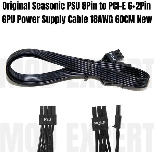 Alt view image 4 of 6 - JAENFONG 8Pin to PCIe 8Pin 6+2Pin GPU Power Cable for SEASONIC FOCUS GM-850, GM-750, GM-650, GM-550, GM-500, GM-450 GOLD Modular PSU 60CM