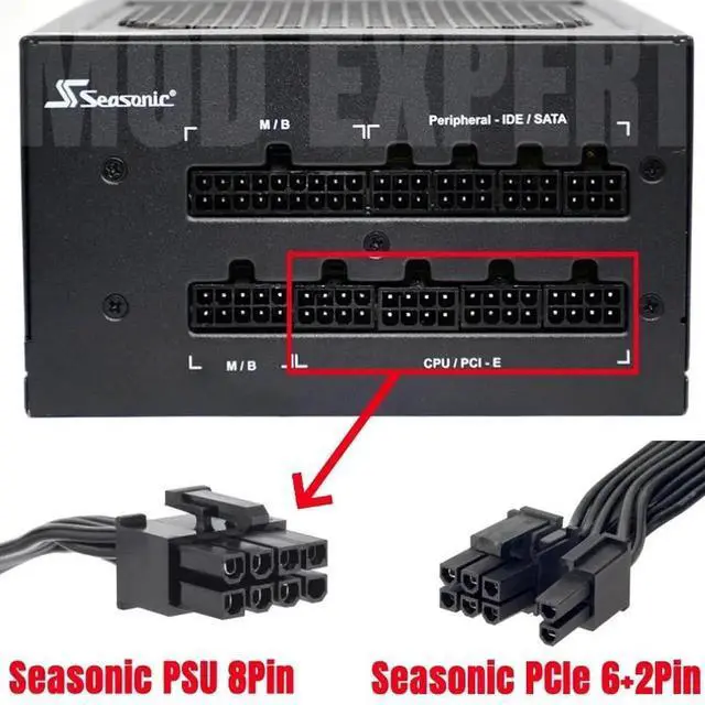 Alt view image 5 of 5 - JAENFONG Original Seasonic CORE Modular GC PSU 8Pin to 2x8Pin 6+2Pin PCIe VGA GPU Power Cable Braided for SSR-650LC, SSR-550LC, SSR-500LC