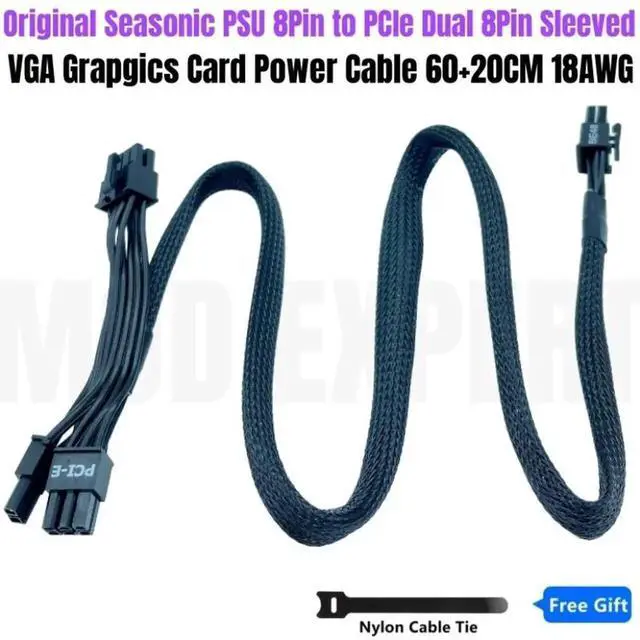 Alt view image 2 of 6 - JAENFONG Dual 6+2Pin 8Pin PCIe VGA GPU Power Cable Sleeved for SEASONIC SSR-1600PD/1300PD/1200PD/1000PD/850PD PRIME Platinum Modular PSU