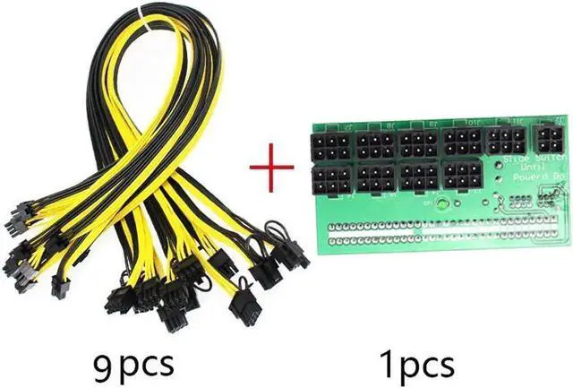 Main image of JAENFONG Ethereum ETH ZEC Mining Server Power Supply 12V GPU/PSU Breakout Board With 9pcs 18AWG 50cm PCI-E 6 Pin To 6+2 Pin Cables Power Adapter
