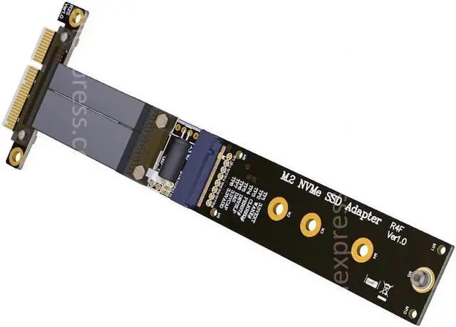 Alt view image 6 of 6 - JAENFONG Riser PCIe 4x Extension Cable M2 M.2 NVMe SSD to PCIe x4 adapter cards Riser CARD support PCI-E 3.0 x4 Full Speed R24SF 10CM