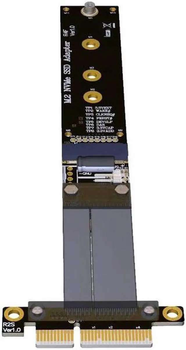 Alt view image 3 of 6 - JAENFONG Riser PCIe 4x Extension Cable M2 M.2 NVMe SSD to PCIe x4 adapter cards Riser CARD support PCI-E 3.0 x4 Full Speed R24SF 10CM
