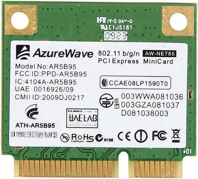 Main image of JAENFONG Atheros AR5B95 AR9285 802.11B/G/N Half Mini PCI-E Card