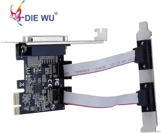 Alt view image 2 of 4 - JAENFONG PCI-E 2 RS232 serial COM Port Riser card 1 Printer parallel port card computer Adapter Converter TXB076