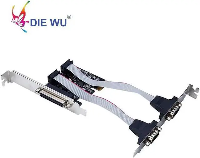 Alt view image 4 of 4 - JAENFONG PCI-E 2 RS232 serial COM Port Riser card 1 Printer parallel port card computer Adapter Converter TXB076