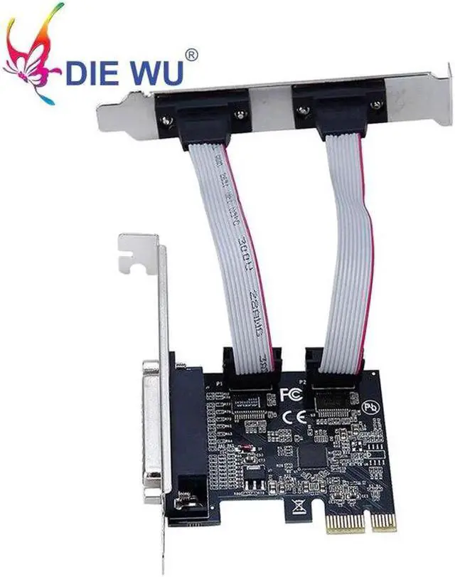 Main image of JAENFONG PCI-E 2 RS232 serial COM Port Riser card 1 Printer parallel port card computer Adapter Converter TXB076