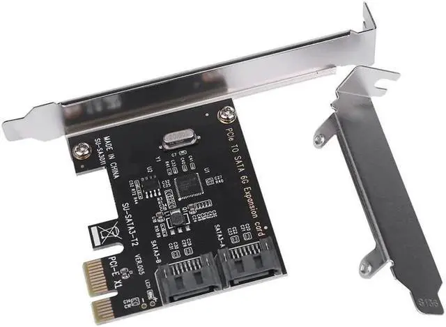 Alt view image 2 of 5 - JAENFONG Mining Card High Speed PCIe PCI Express to 6G SATA3.0 2 Port SATA III 6G Controller Expansion Card Adapter With High/Low Profile Bracket