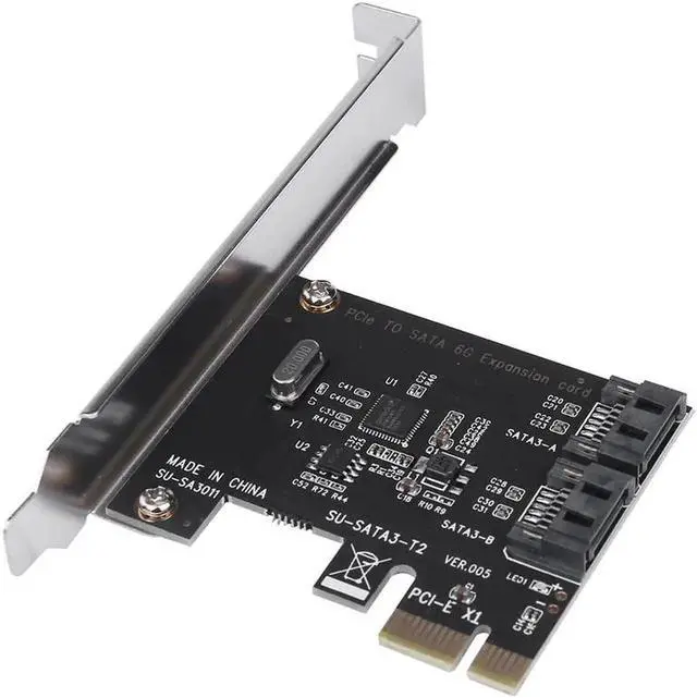 Alt view image 5 of 5 - JAENFONG Mining Card High Speed PCIe PCI Express to 6G SATA3.0 2 Port SATA III 6G Controller Expansion Card Adapter With High/Low Profile Bracket