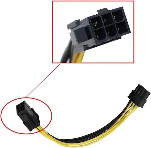 Alt view image 3 of 4 - JAENFONG 2PCS 6 Pin Feamle To 8 Pin Male PCI Express Power Converter Cable CPU Video Graphics Card 6Pin To 8Pin PCIE Power Cable 20cm