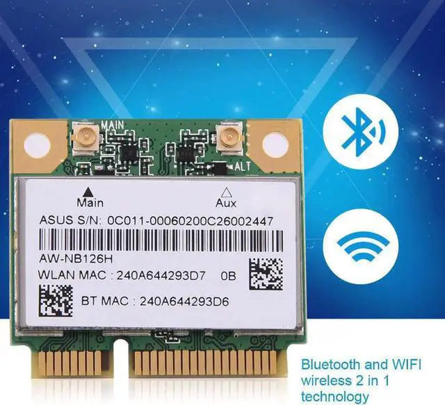 Alt view image 2 of 6 - JAENFONG AR5B225 Wireless 150Mbps 2.4GHz Wifi + Bluetooth 4.0 Mini PCI-E Card 802.11b/g/n