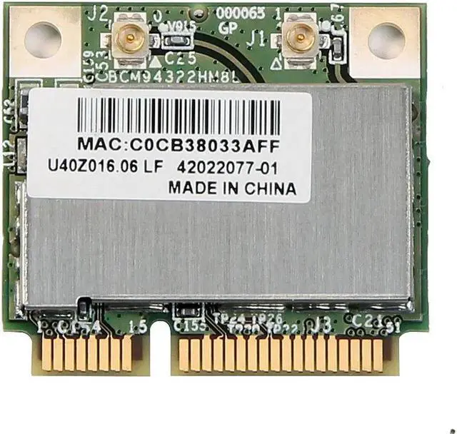 Alt view image 2 of 2 - JAENFONG Broadcom BCM94322HM8L Wireless 300M Half Mini PCI E 2.4/5GHz Wi-Fi Card 300Mbps
