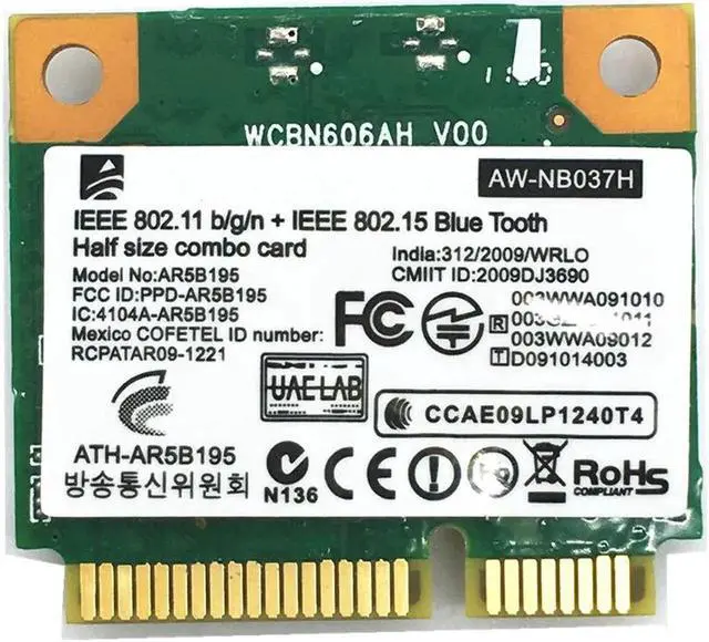 Main image of JAENFONG Atheros AR5B195 AW-NB037H MINI PCI-E Wifi 150Mbps + Buletooth 3.0 Card