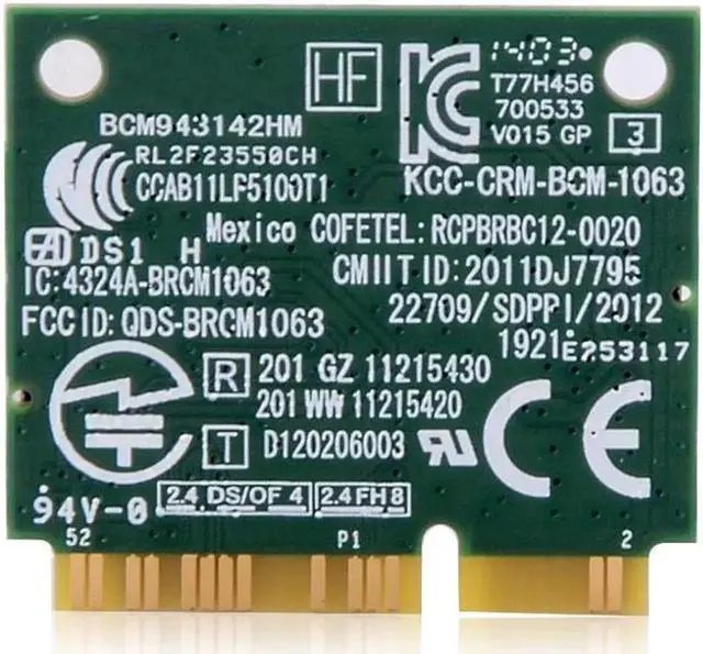 Alt view image 3 of 4 - JAENFONG BCM943142HM Wireless 802.11n 300M Bluetooth 4.0 Half PCI-E WIFI Network Card