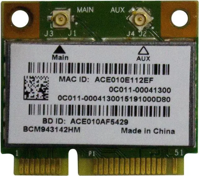 Alt view image 4 of 6 - JAENFONG Universal Wireless BCM943142HM 802.11n 300M Bluetooth Half Mini PCI-E WIFI Card