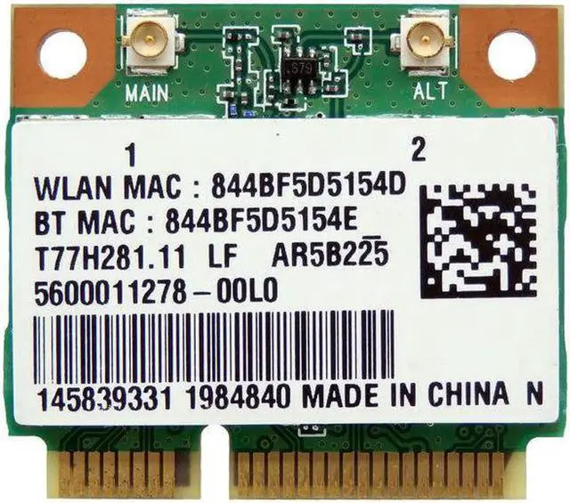 Alt view image 3 of 5 - JAENFONG NEW Atheros WIFI Wireless N and Bluetooth 4.0 Combo Half Mini PCI-E Card AR5B225