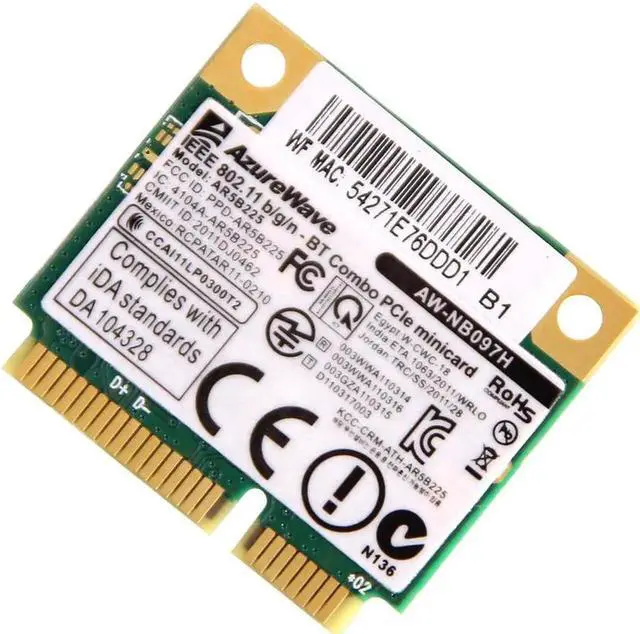 Alt view image 5 of 5 - JAENFONG Atheros AR5B225 WIFI Wireless802.11b/g/n Bluetooth 4.0 Half Mini PCI-E Card