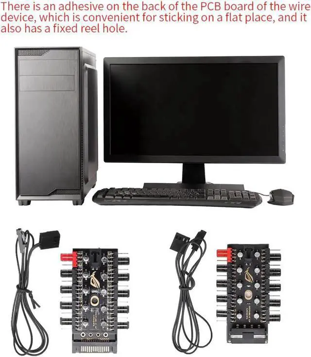 Alt view image 6 of 7 - JAENFONG Motherboard 1 to 10pin fan 4 Pin PWM Cooler Fan HUB Splitter Extension 12V Power Supply Socket PC Speed Controller Adapter SATA Power Supply